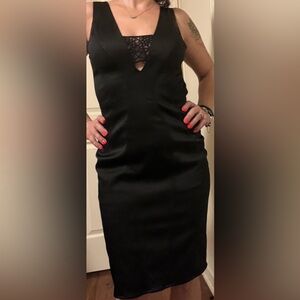 Zac Posen Black Strapless Dress with Lace Detail